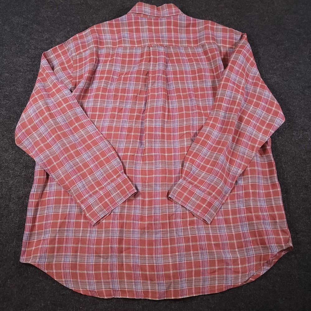 Orvis Red Plaid Linen Button Front Shirt XXL Long Sleeve Casual‎ Made in India - Picture 7 of 9